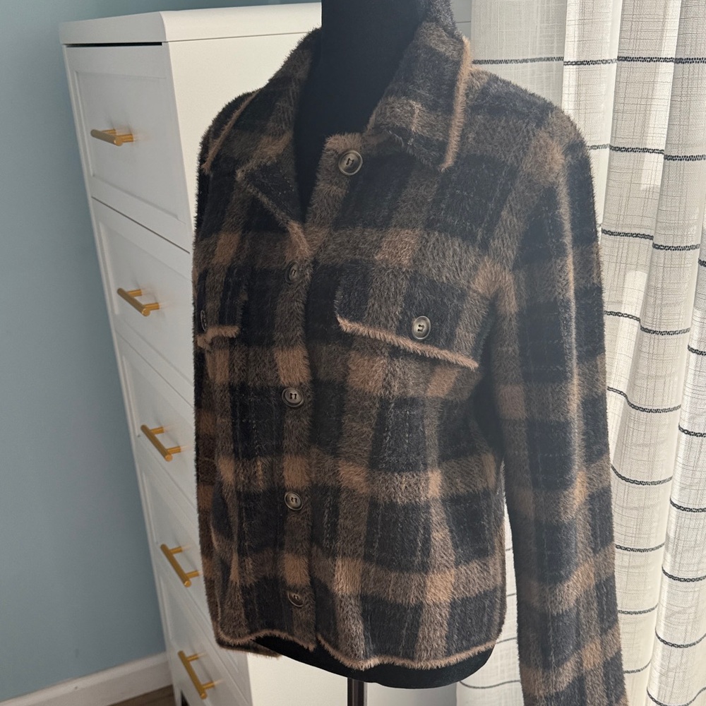 Plaid Sweater Jacket- Size Large